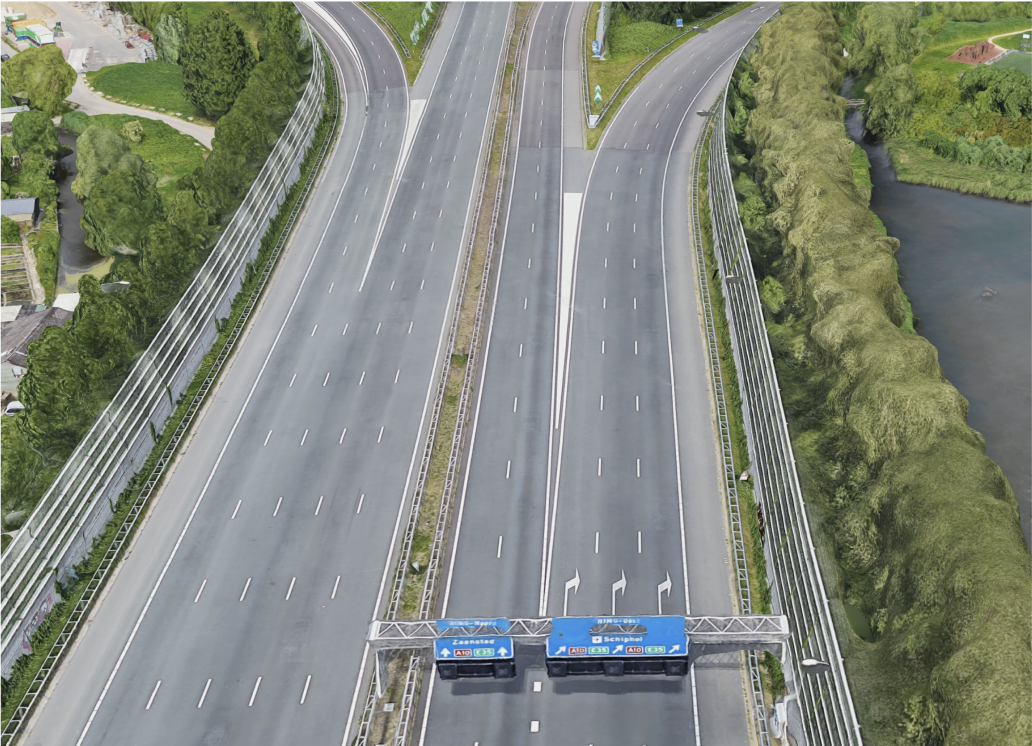 Motorway with lanes
