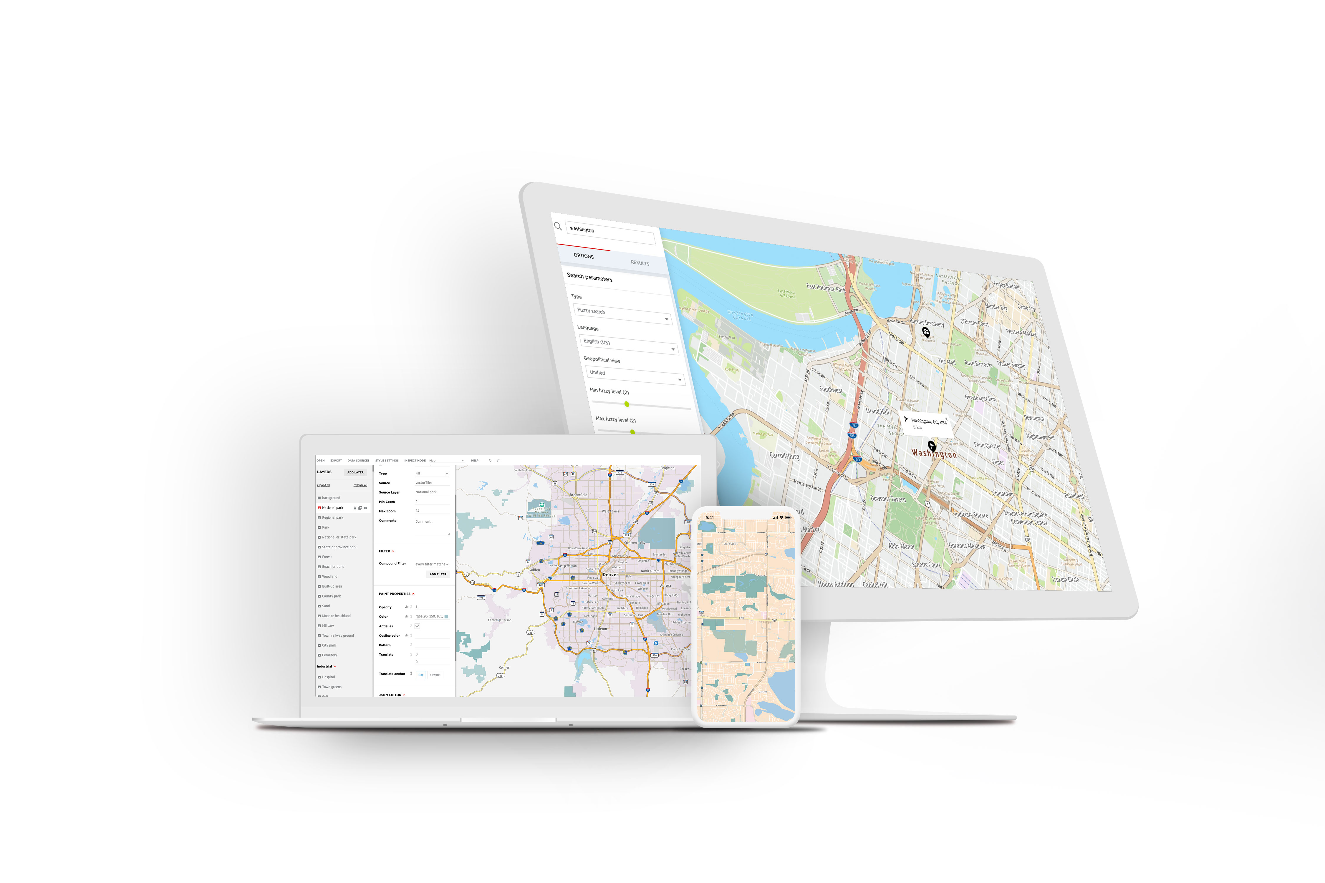 Customized maps on web and mobile applications. 