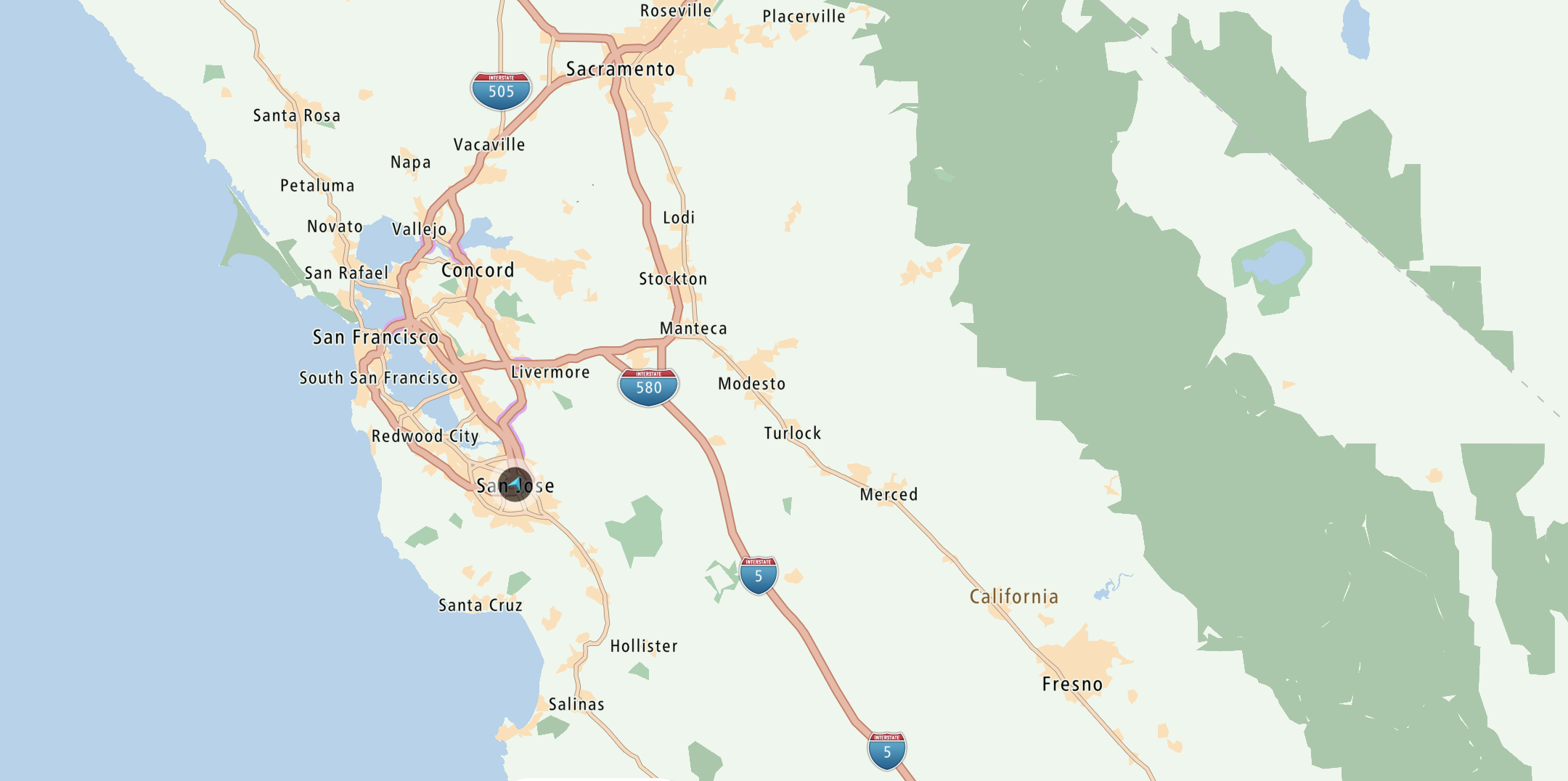 Zoomed out TomTom Map of San Francscio 