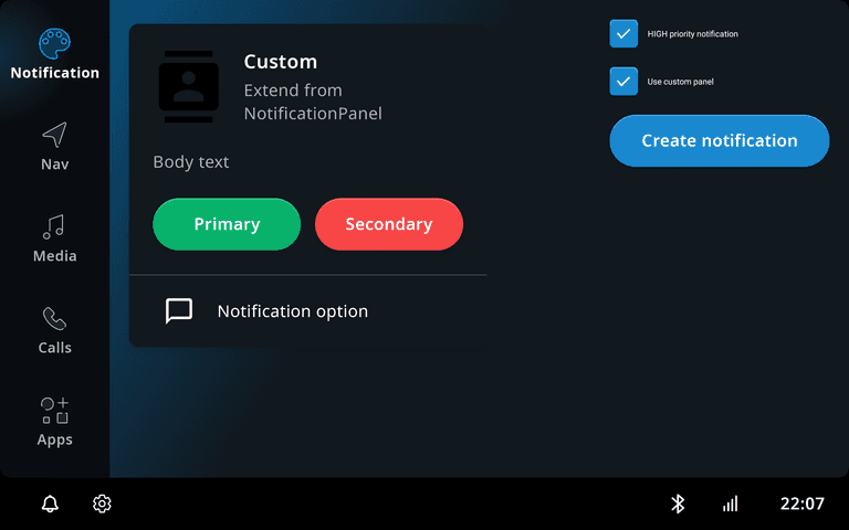 Custom notification panel