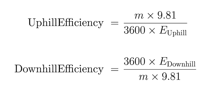 Uphill and downhill efficiency formula
