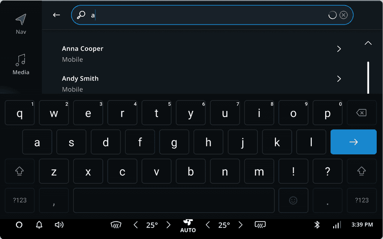 contact search typing