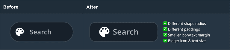 Before/after changes in styles