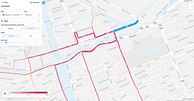 incoming trips direction