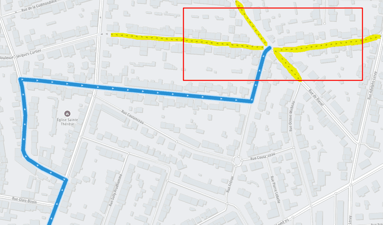 selecting a continuous road