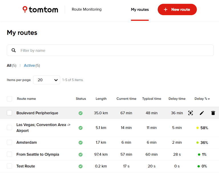 my routes table view