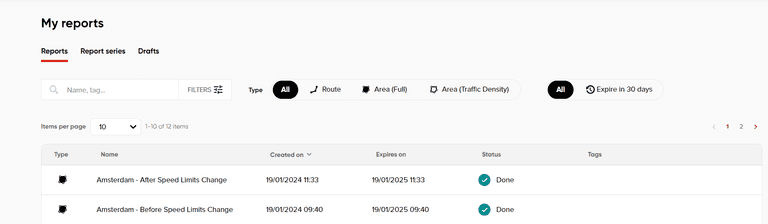 report expiration tab