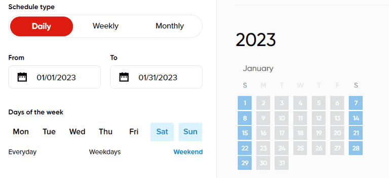 create schedule window
