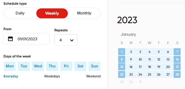 create weekly schedule