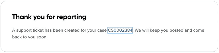 Ticket submitted status