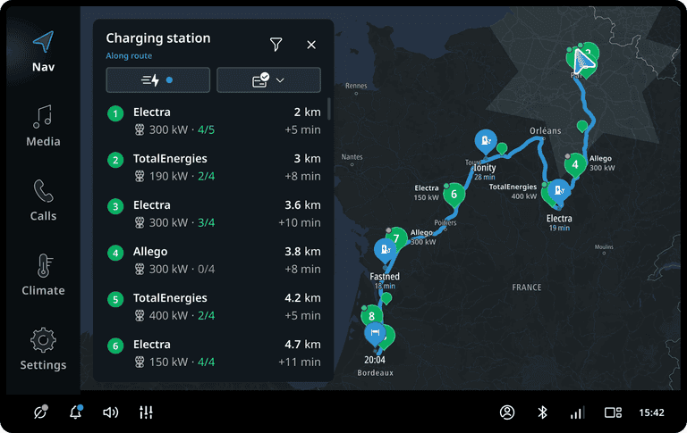 Search charging station with a route