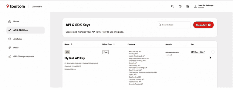 API key operations