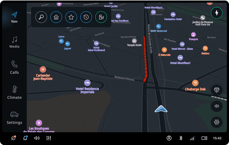 Driving without a route – Home screen