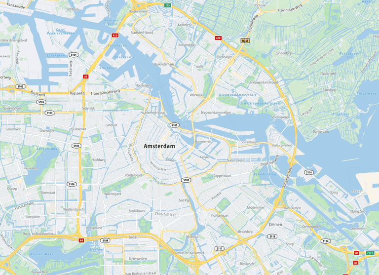 Example of map rendered using street-light style