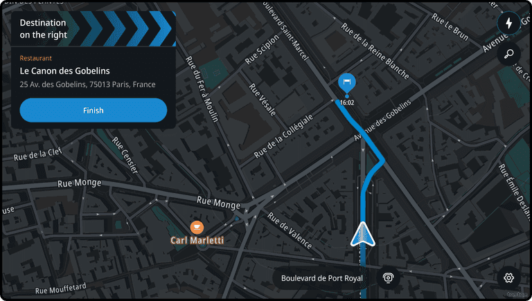 Arriving at an address or POI