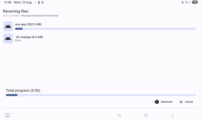 File transfer in progress for ANA and VIL
